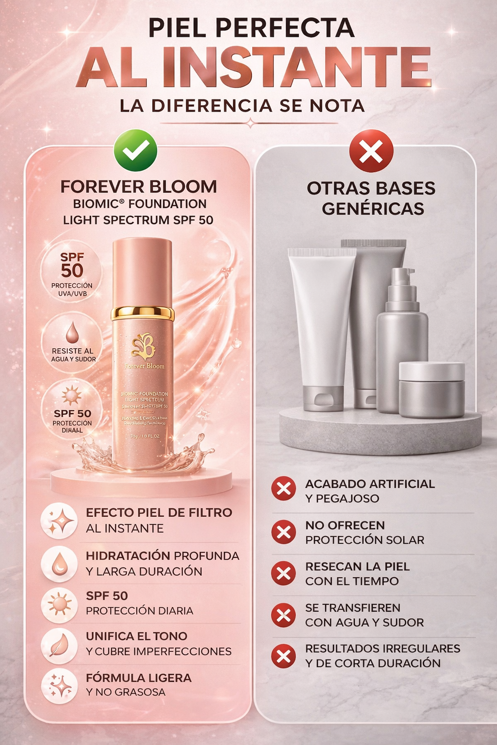FOREVER BLOOM- PIEL PERFECTA EN 1 PASO SPF 50
