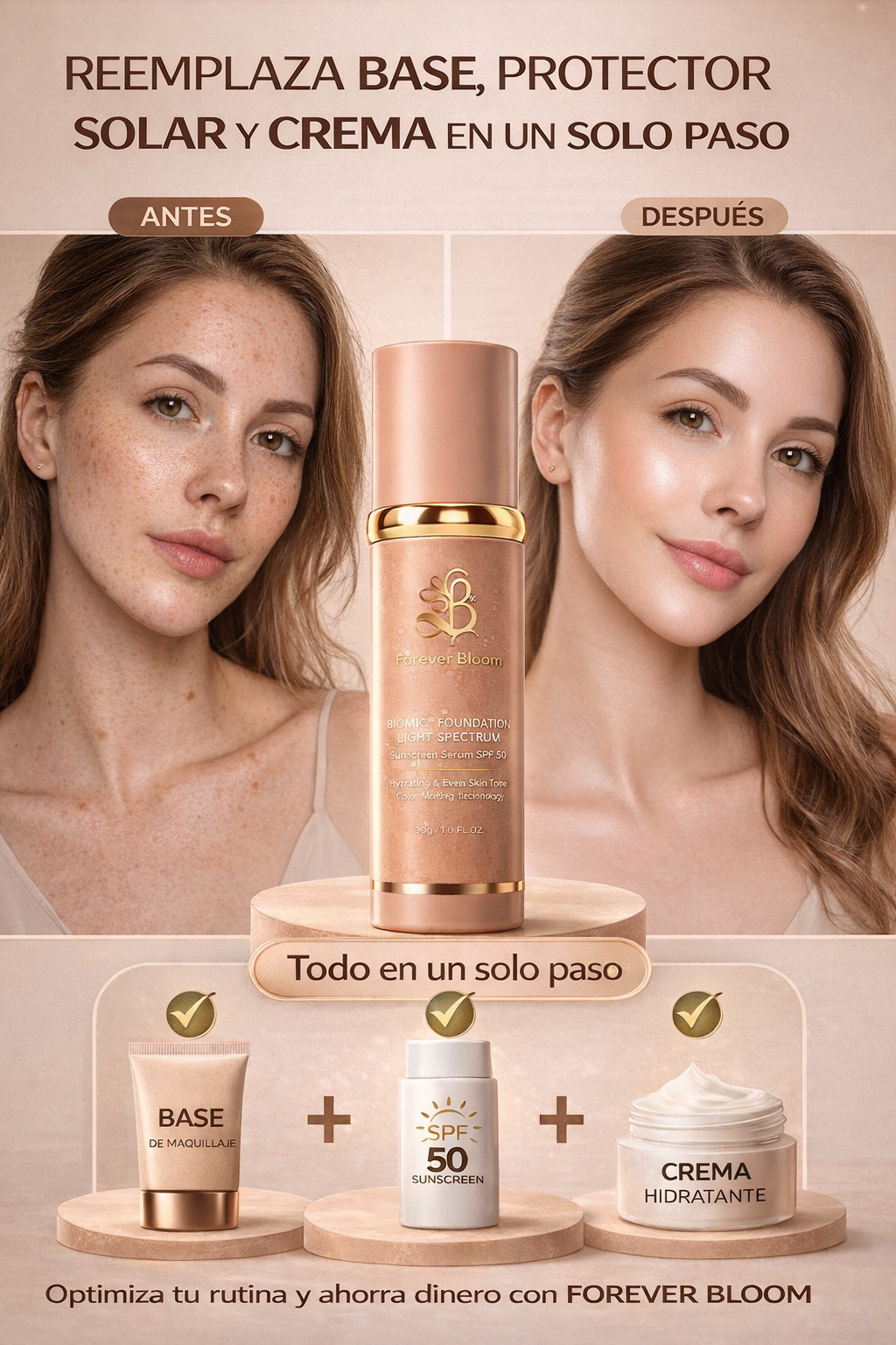 FOREVER BLOOM- PIEL PERFECTA EN 1 PASO SPF 50